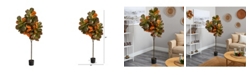 Nearly Natural 6' Autumn Fiddle Leaf Artificial Tree